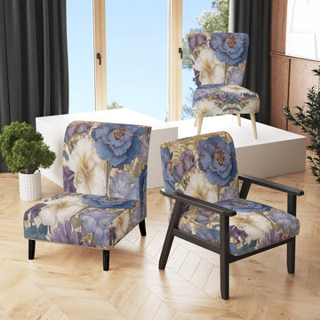 White Hibiscus Blossoming Retro Illustration - Traditional Arm Chair
